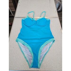 Popvil Women Blue Mint Green Underwire One Piece Swimsuit Colorblock NWT